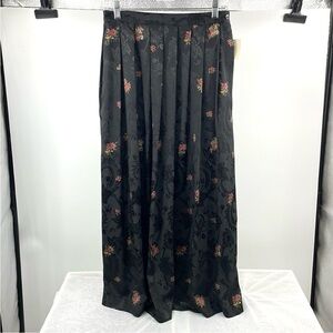 NWT Vintage 90’s Susan Bristol black brocade floral maxi Skirt Size 10